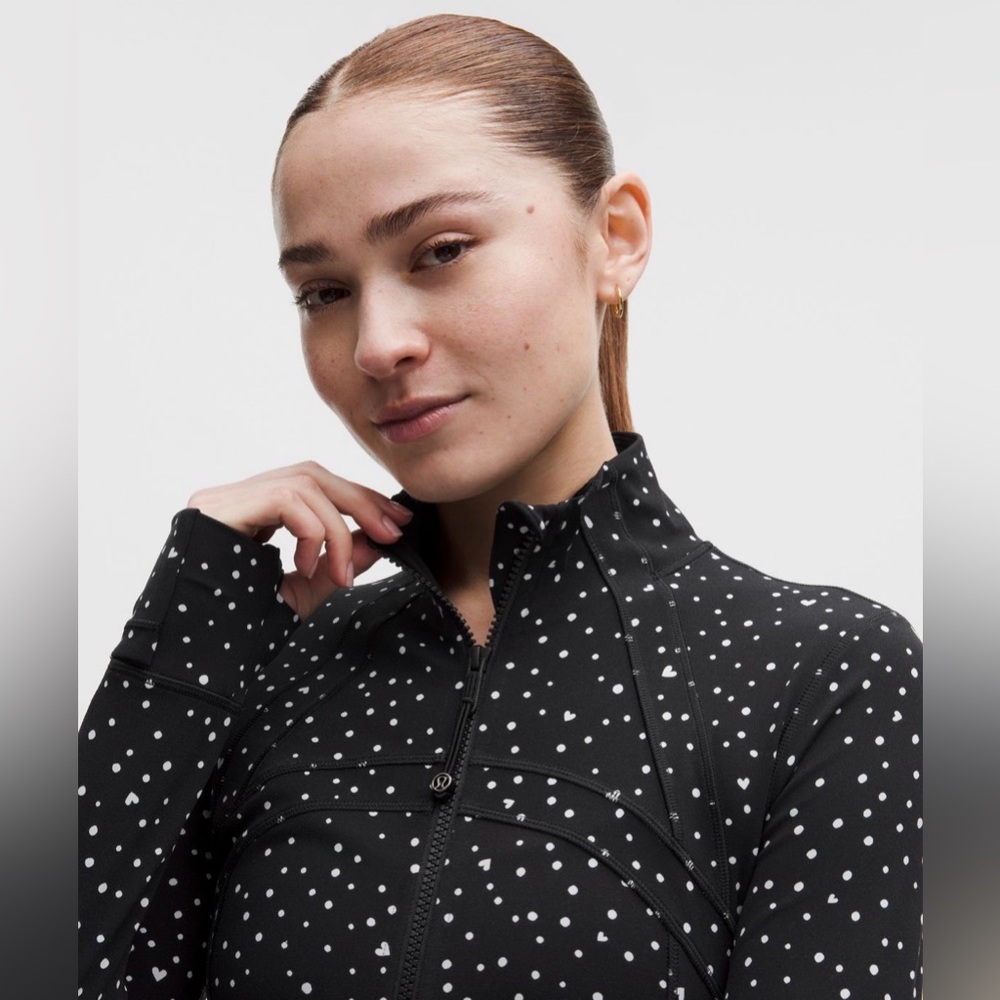 Lululemon Define Cropped Jacket Nulu Heart Scatter dot print sz 10 NWT - Picture 4 of 7